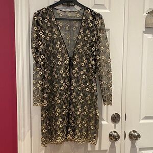 Elegant Black and Gold Floral Dress